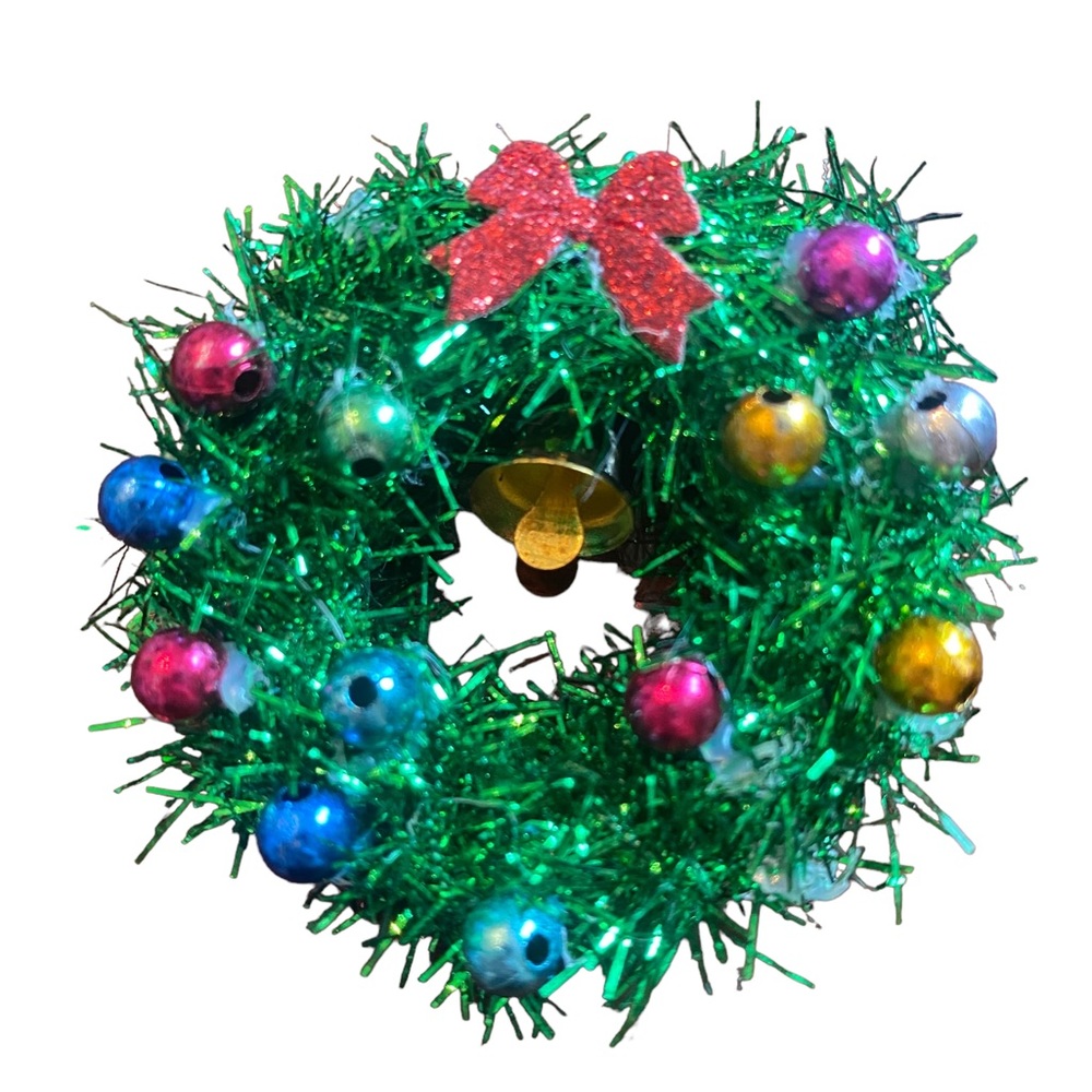 Decorated Christmas Wreath Brooch Pin